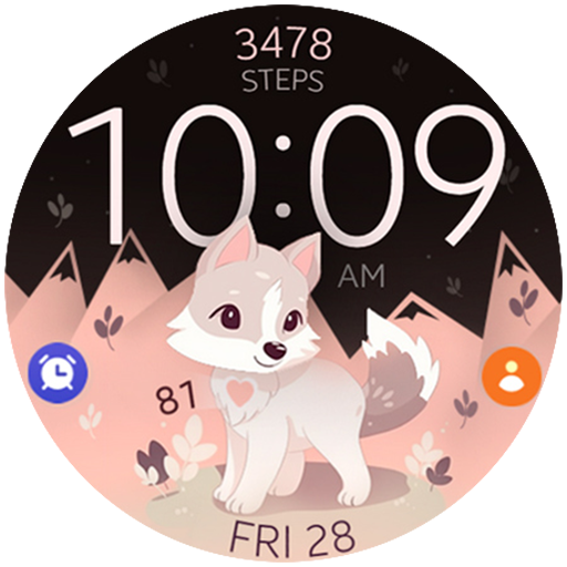 Cute Wolf digital watch face icon